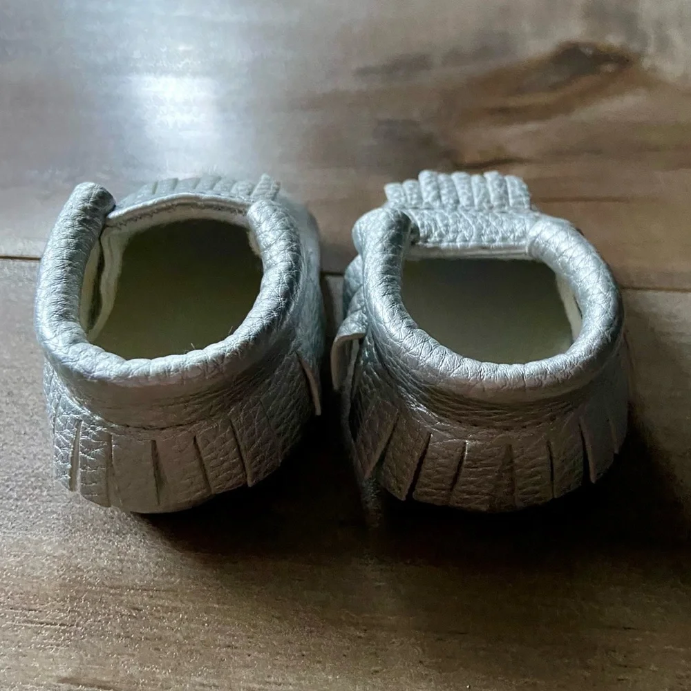 Sweet N Swag Moccasins, Metallic Silver